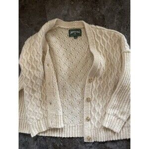 American Eagle Outfitters Cable Knit Grandpa Sweater Cardigan Wool Blend Cream S